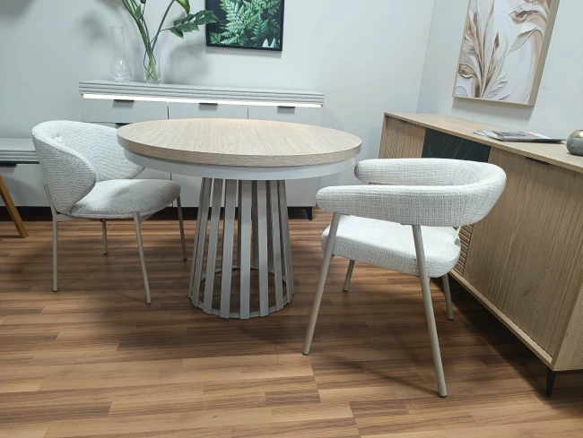 Stół okrągły rozkładany Magnus ST-75 kaszmirowy stelaż