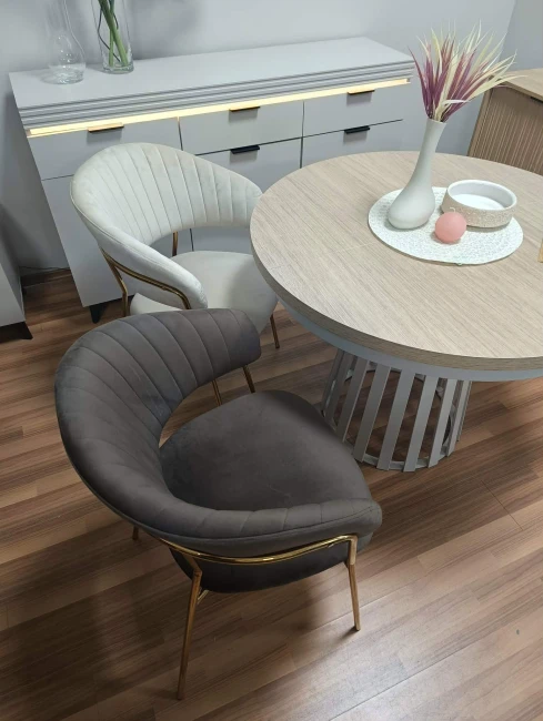 Krzesło tapicerowane K4-FX GLAM velvet mokka brąz (Riviera 26) / złote nogi