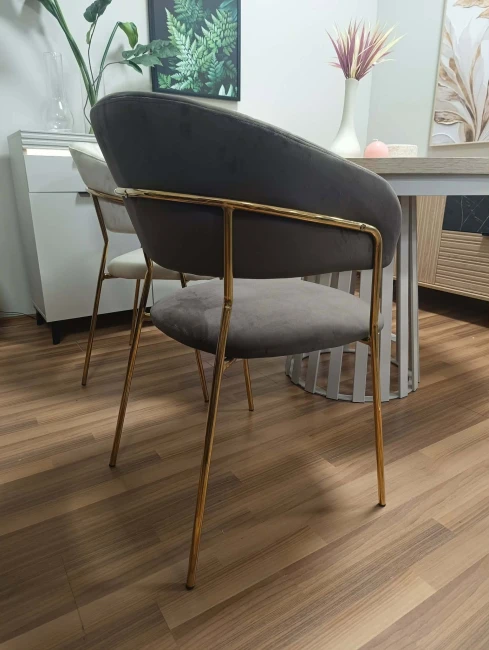 Krzesło tapicerowane K4-FX GLAM velvet mokka brąz (Riviera 26) / złote nogi