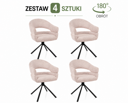 Zestaw 4 krzeseł obrotowych Borgo - wybierz tkaninę i kolor