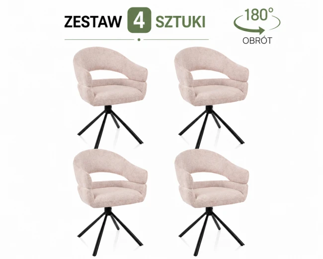 Zestaw 4 krzeseł obrotowych Borgo - wybierz tkaninę i kolor