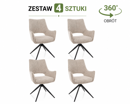 Zestaw 4 krzeseł obrotowych Fino II - wybierz tkaninę i kolor stelaża