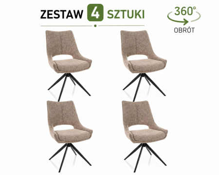 Zestaw 4 krzeseł obrotowych Fino I - wybierz tkaninę i kolor stelaża