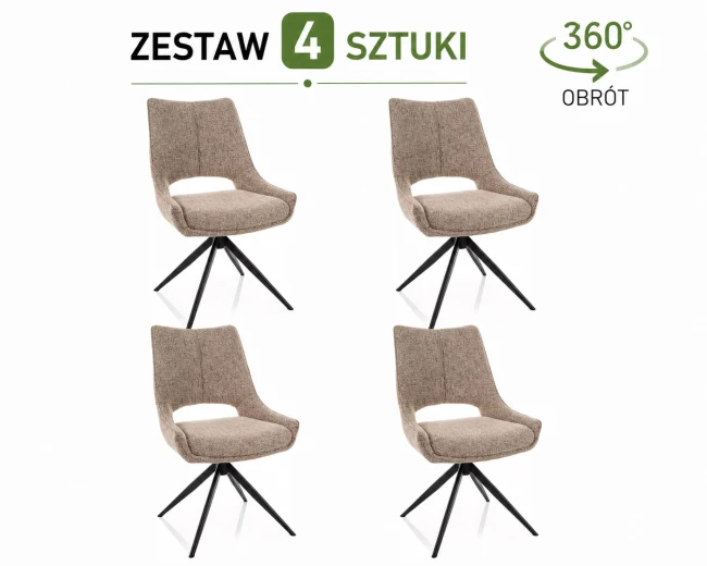 Zestaw 4 krzeseł obrotowych Fino I - wybierz tkaninę i kolor stelaża