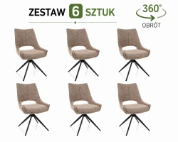 Zestaw 6 krzeseł obrotowych Fino I - wybierz tkaninę i kolor stelaża 