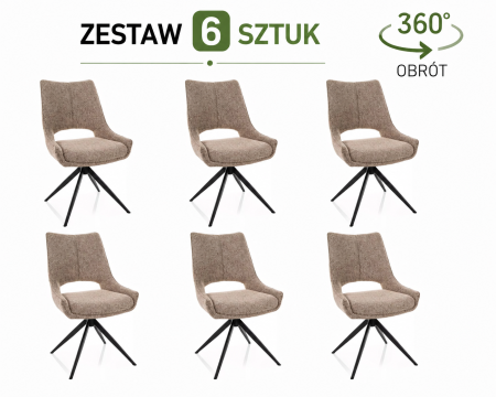 Zestaw 6 krzeseł obrotowych Fino I - wybierz tkaninę i kolor stelaża