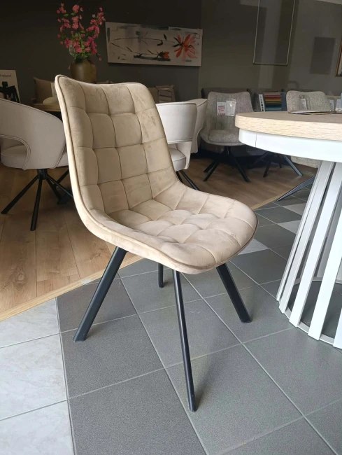 Krzesło obrotowe Nero KO265-FX velvet cappuccino (ciemny beż) Riviera 24/ czarny stelaż
