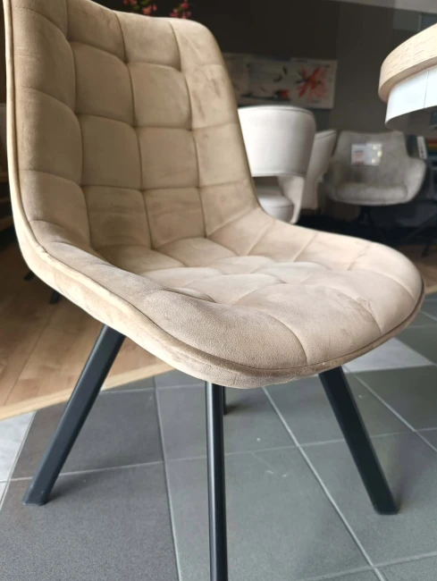 Krzesło obrotowe Nero KO265-FX velvet cappuccino (ciemny beż) Riviera 24/ czarny stelaż