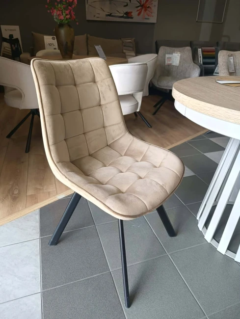 Krzesło obrotowe Nero KO265-FX velvet cappuccino (ciemny beż) Riviera 24/ czarny stelaż