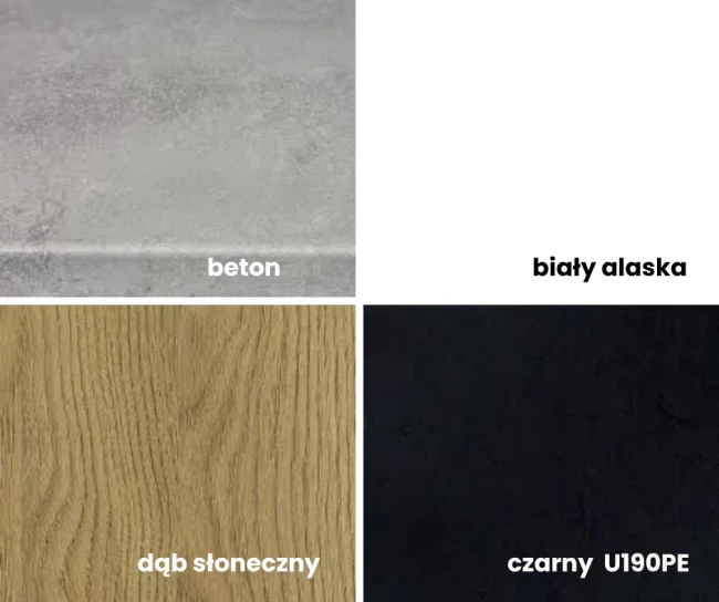 Stoły Magnus w kolorach: beton, biały alaska, dąb słoneczny i czarny