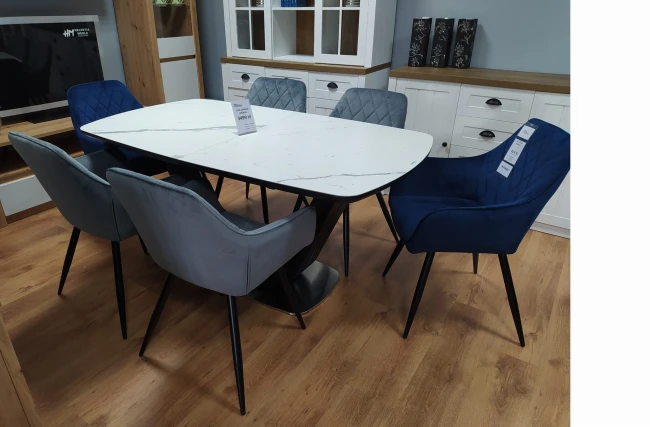 KRZESŁO LINEA SIGNAL SZARE GRANAT STÓŁ ARMANI