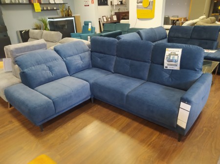 Narożnik Sandra Etap Sofa z regulowanymi zagłówkami tkanina Zoya Kr10703 granatowy