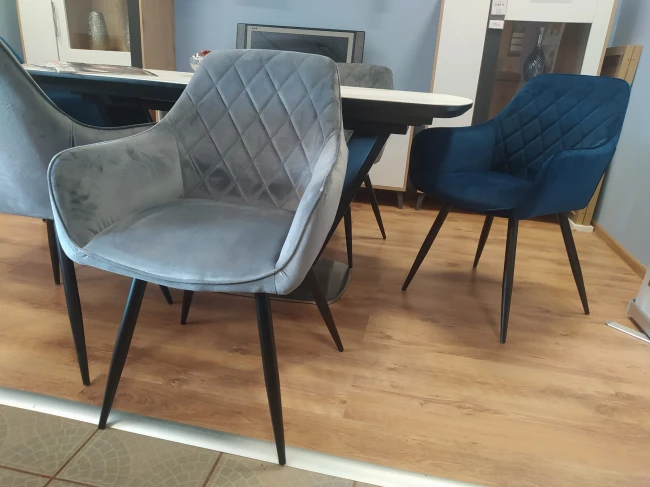 KRZESŁO LINEA SIGNAL W TKANINIE VELVET BLUVEL14 SZARY