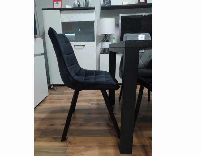 KRZESŁO TAPICEROWANE VELVET J265 FURNITEX NA CZARNYCH METALOWYCH NOGACH PODOBNE DO K332 FIRMY HALMAR