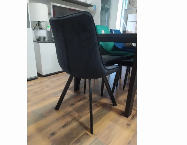 KRZESŁO TAPICEROWANE VELVET J265 FURNITEX NA CZARNYCH METALOWYCH NOGACH PODOBNE DO K332 FIRMY HALMAR