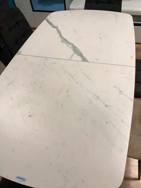 STÓŁ ARMANI CERAMIC BIAŁY EFEKT MARMURU/ CZARNY MAT 160(220)X90
