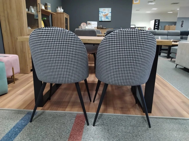 K478 krzesło tapicerowane czarny - biały (pepitka)