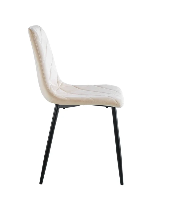 KRZESŁO TAPICEROWANE K6-FX VELVET NA CZARNYCH NOGACH BEŻOWE DO JADALNI.jpg