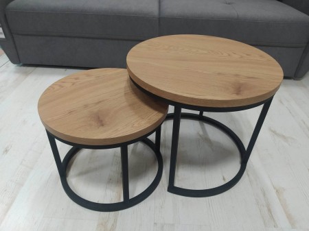 OREO ZESTAW DWÓCH DĄB ZŁOTY ŁAW STOLIKÓW OKRĄGŁYCH HALMAR.jpg