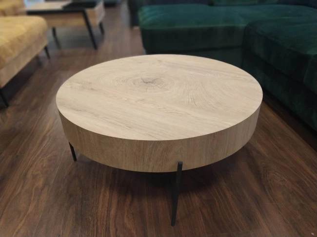 BROOKLYN ława stolik okrągły dąb naturalny/czarny