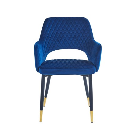 KRZESŁO TAPICEROWANE K3-FX PIKOWANE ZŁOTE NOGI CIEMNO NIEBIESKIE GRANATOWE VELVET FURNITEX GLAMOUR PRZÓD.jpg