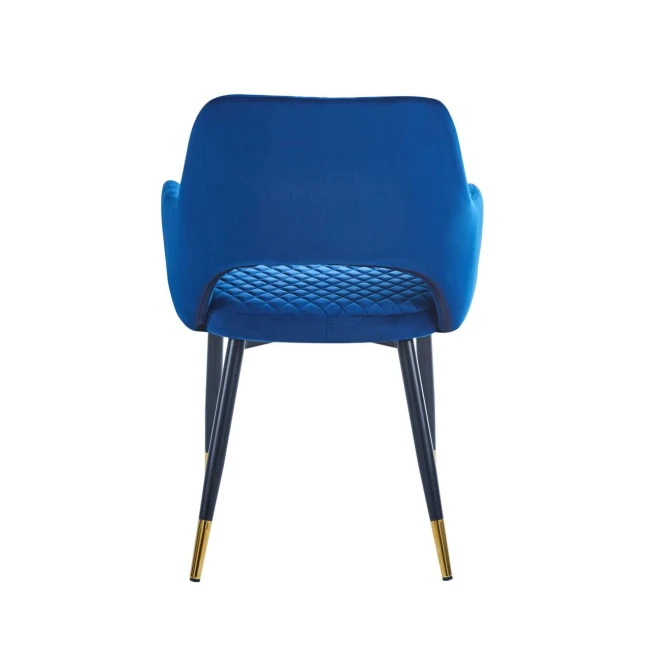 KRZESŁO TAPICEROWANE K3-FX PIKOWANE ZŁOTE NOGI CIEMNO NIEBIESKIE GRANATOWE VELVET FURNITEX GLAMOUR TYŁ.jpg