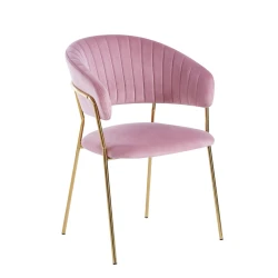 Krzesło tapicerowane GLAM velvet różowe / złote nogi 
