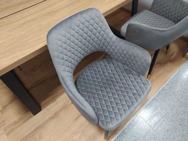 Krzesło tapicerowane velvet K3-FX szare ze złotymi nogami