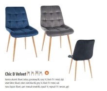 Krzesło tapicerowane Chic d na nodze imitującej drewnianą pikowane bluvel do jadalni.jpg