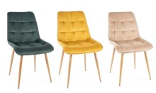 Krzesło tapicerowane Chic d na nodze imitującej drewnianą pikowane bluvel.jpg