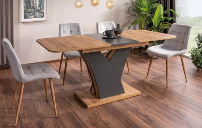 Krzesło tapicerowane Chic d na nodze imitującej drewnianą.jpg