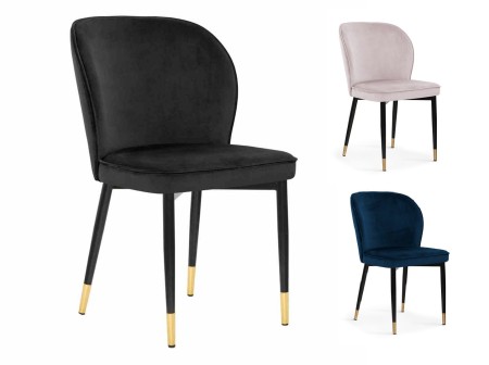 Nowoczesne krzesło AINE wybór kolorów / noga czarna ze złotym zakończeniem