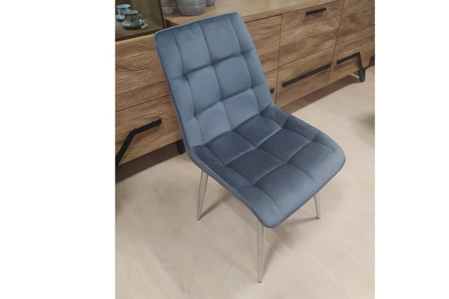 KRZESŁO CHIC VELVET CHROM STELAŻ / SZARY BLUVEL 14