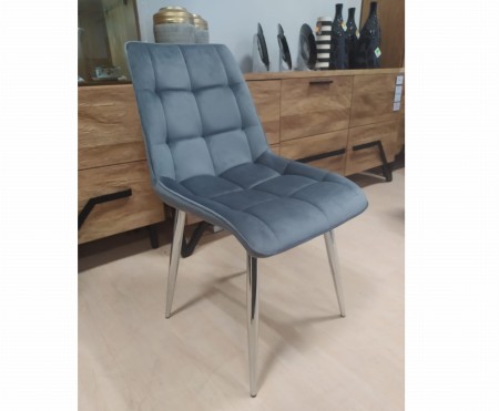 KRZESŁO CHIC VELVET CHROM STELAŻ / SZARY BLUVEL 14