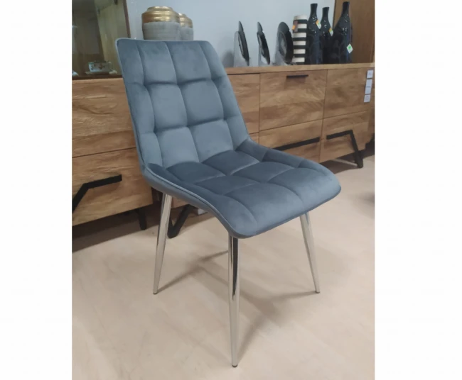 KRZESŁO CHIC VELVET CHROM STELAŻ / SZARY BLUVEL 14