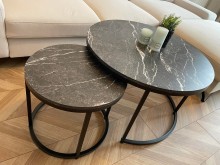 OKRĄGŁE STOLIKI ŁAWA STOLIK DO SALONU DION CZARNY EFEKT MARMURU/CZARNY (ZESTAW) SIGNAL