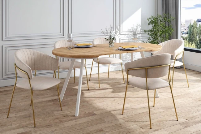 Krzesło tapicerowane Glamour K4-FX GLAM velvet beżowe / złote nogi