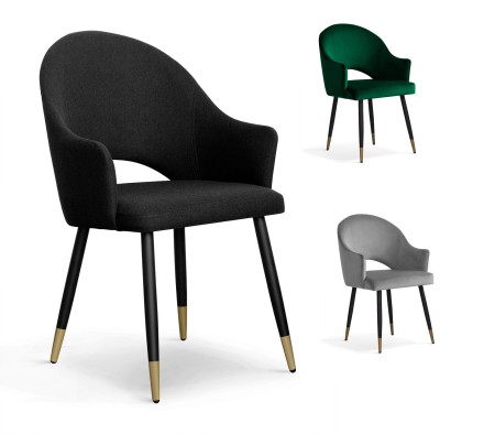 Krzesło tapicerowane GODA wybór kolorów / noga czarna ze złotymi zakończeniami Atreve