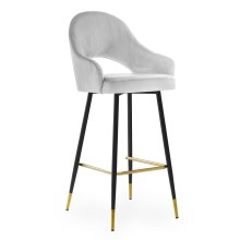 Wysoki hoker GODA 77 cm (krzesło barowe) wybór kolorów / noga czarna ze złotym dekorem