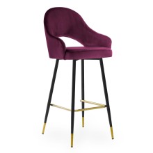 Wysoki hoker GODA 77 cm (krzesło barowe) wybór kolorów / noga czarna ze złotym dekorem