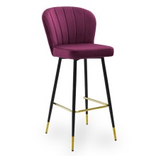 Wysoki hoker SHELLY 77 cm (krzesło barowe) wybór kolorów / noga czarna ze złotym dekorem Atreve