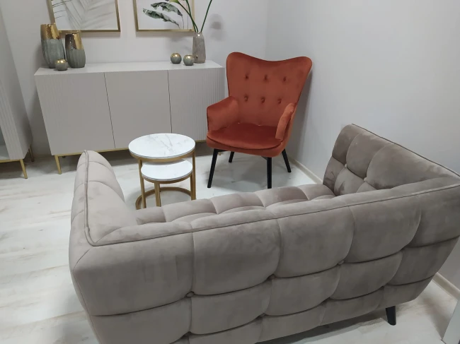 SOFA CASTELLO 2 VELVET C. BEŻ BLUVEL 40 / WENGE