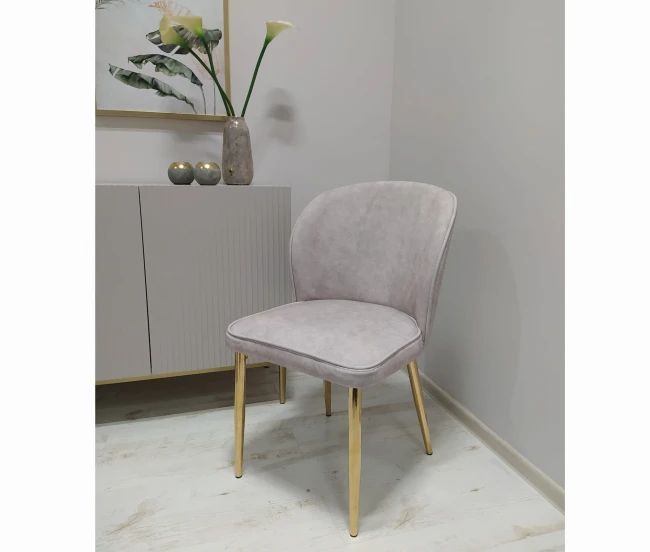 Nowoczesne krzesło AINE wybór kolorów / noga złota tkanina Chill Me beż Atreve