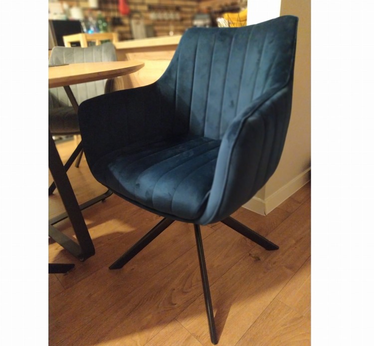 KRZESŁO OBROTOWE AZALIA VELVET CZARNY STELAŻ/GRANATOWY BLUVEL 86