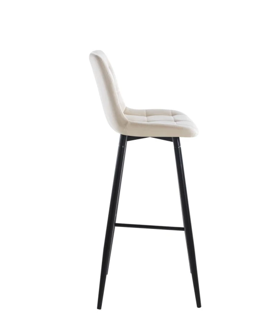 Hoker wysoki H2-FX krzesło barowe velvet beżowy (czarny stelaż