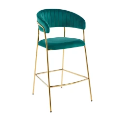 Hoker krzesło barowe glamour H3-FX velvet zielony / złoty stelaż 