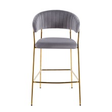 Hoker krzesło barowe glamour H3-FX velvet szary / złoty stelaż