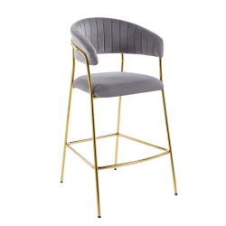 Hoker krzesło barowe glamour H3-FX velvet szary / złoty stelaż 