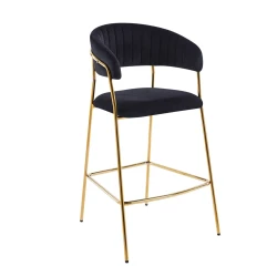 Hoker krzesło barowe glamour H3-FX velvet czarny / złoty stelaż  