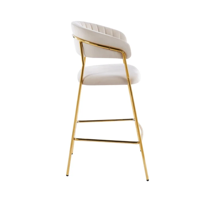 Hoker krzesło barowe glamour H3-FX velvet beżowy / złoty stelaż